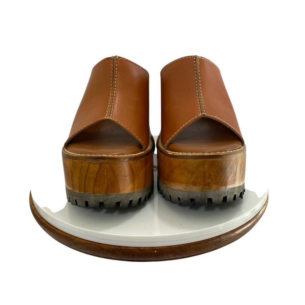 Hey Girl Corkys Womens Cognac Brown Wooden Platform Lug Sole Slide Sandals 9